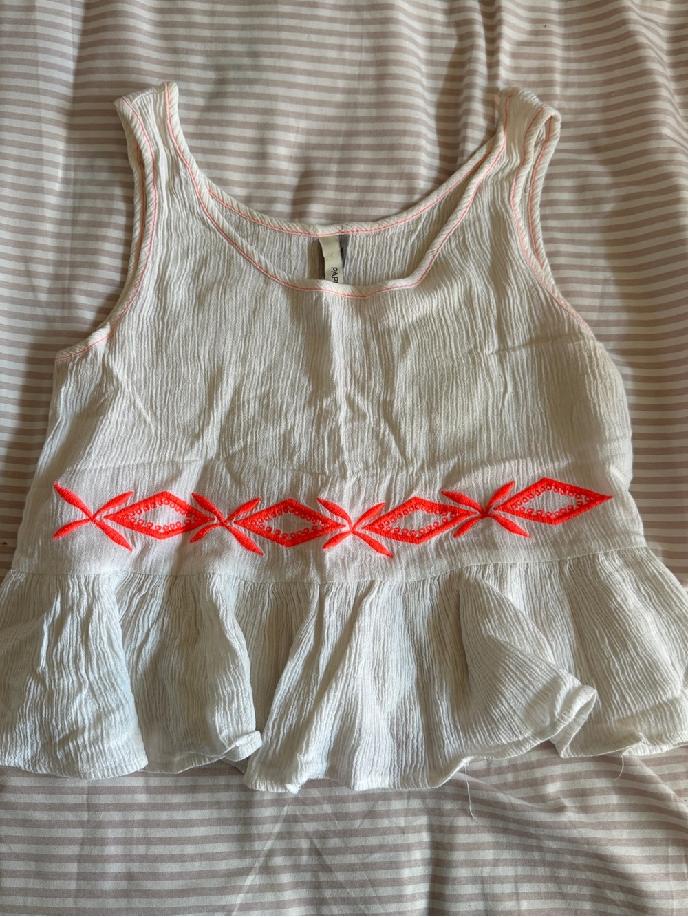 Paper cranes linen style embroidered tank